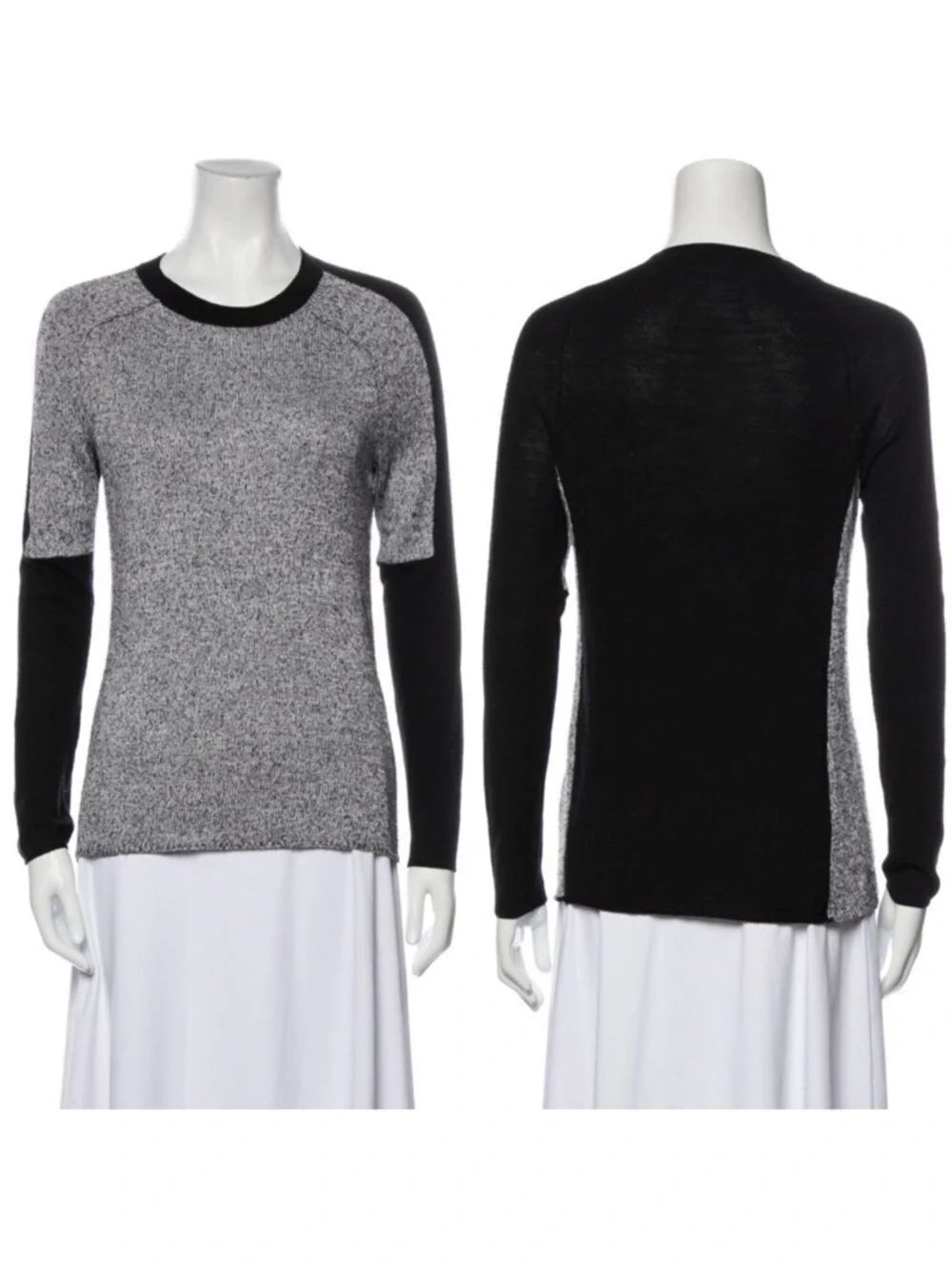 DEREK LAM 10 CROSBY Colorblock Pattern Wool Crew Neck Sweater S